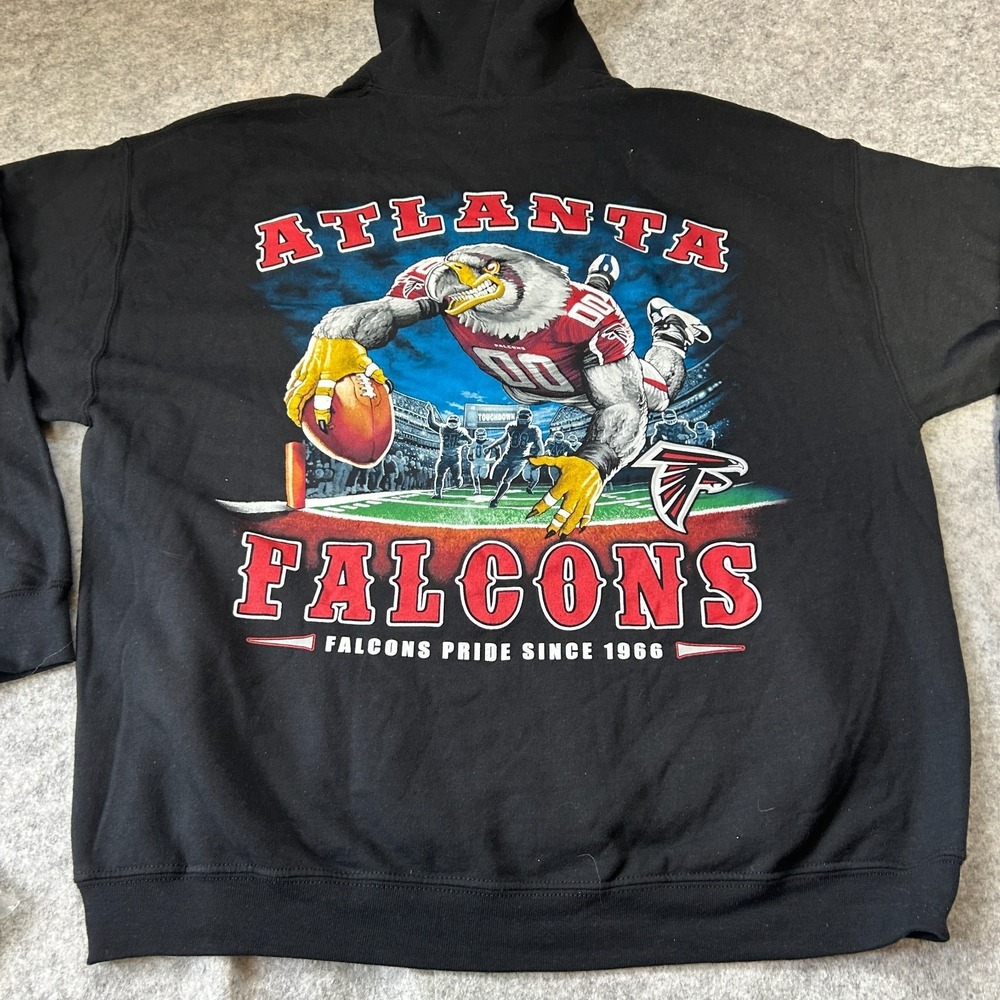 NFL Atlanta Falcons Graphic Hoodie Sweatshirt Black Mens Size XL Majestic New